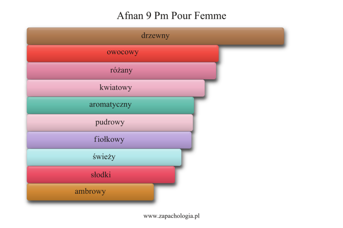 Afnan 9 Pm Pour Femme — akordy zapachowe
