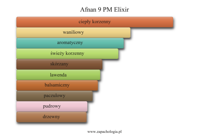 Afnan 9 PM Elixir — akordy zapachowe